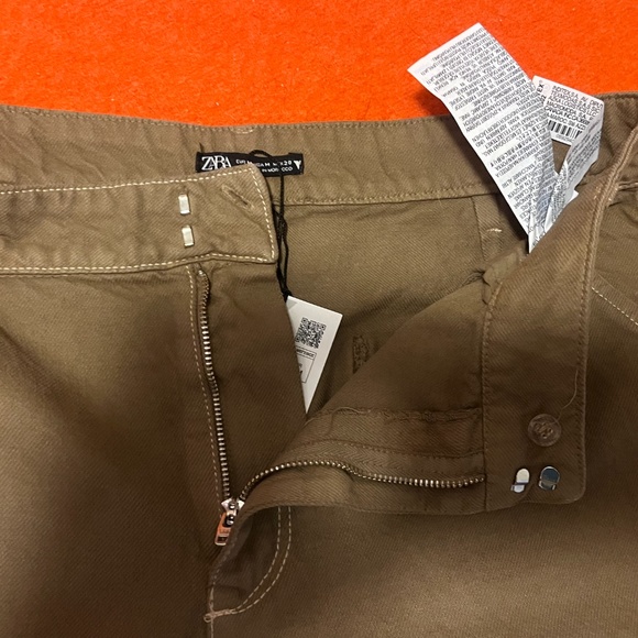 Zara light khaki full length cargo jeans NWT - Picture 4 of 7